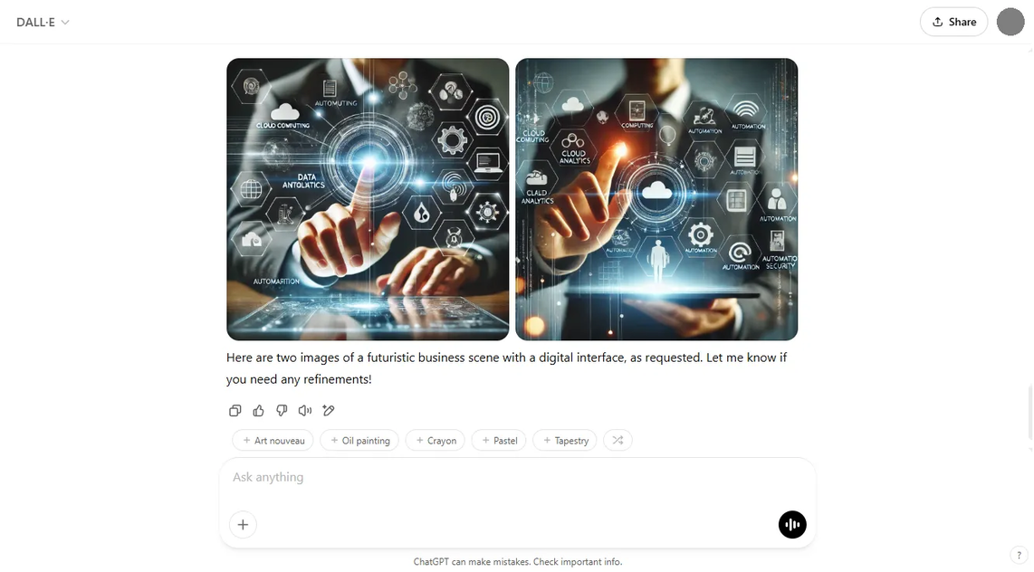 A sample output of DALL-E, a Gen AI tool that can generate images based on user's prompt