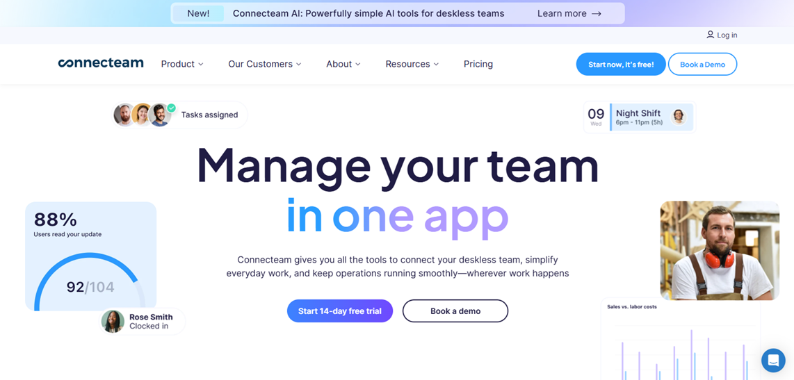 Connecteam home page