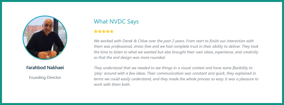 A testimonial as a part of The Client section