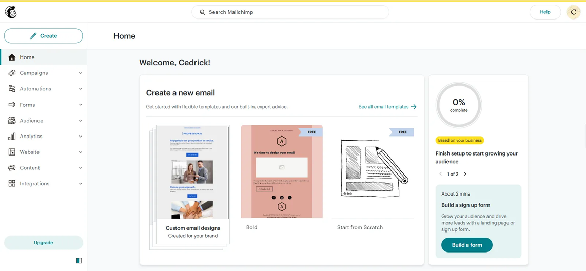 Mailchimp interface