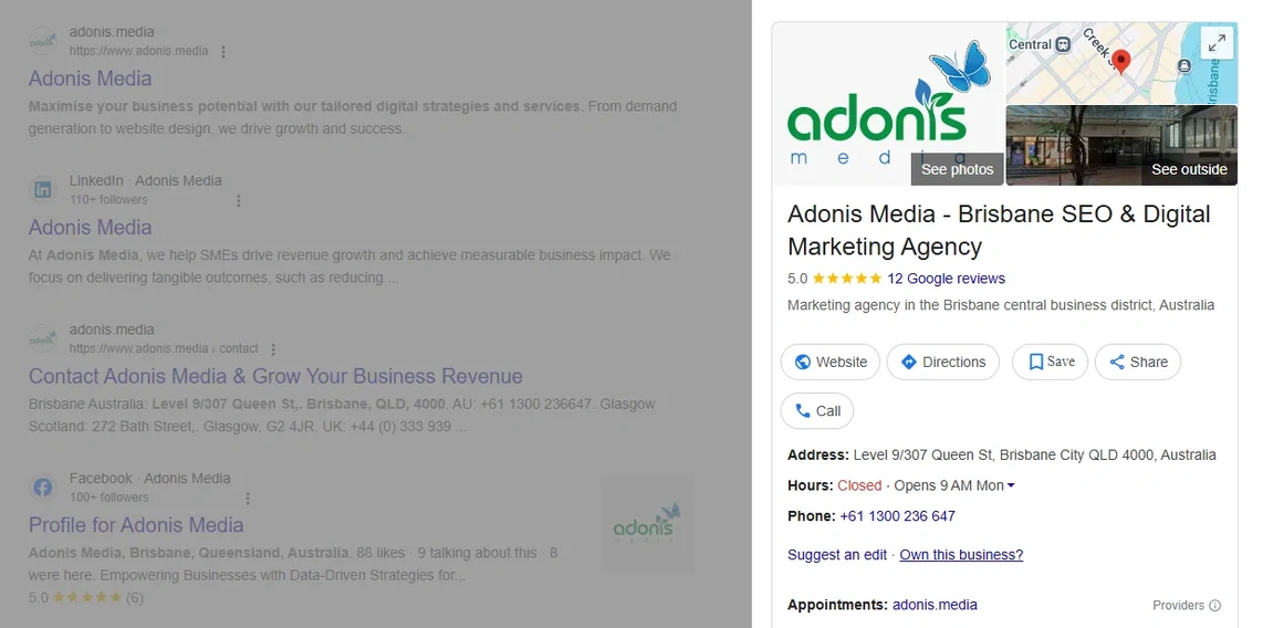 Boderia Google Business Profile in search results