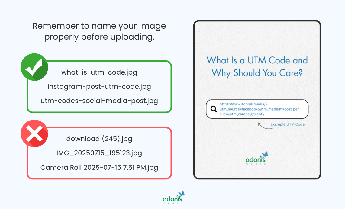How to properly name an image: for example, use