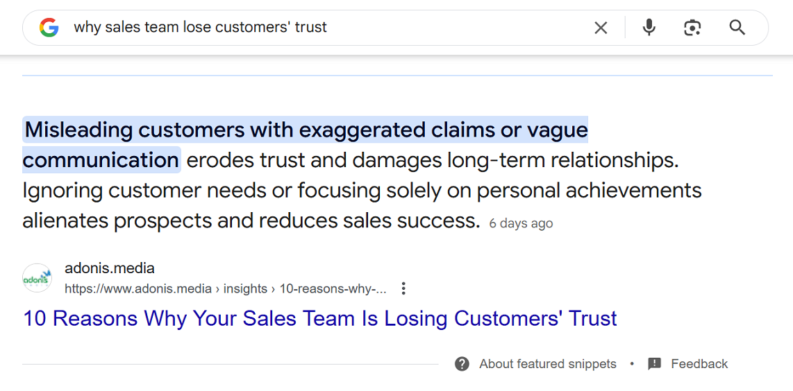 A featured snippet of Boderia's blog article using the long-tail keyword 