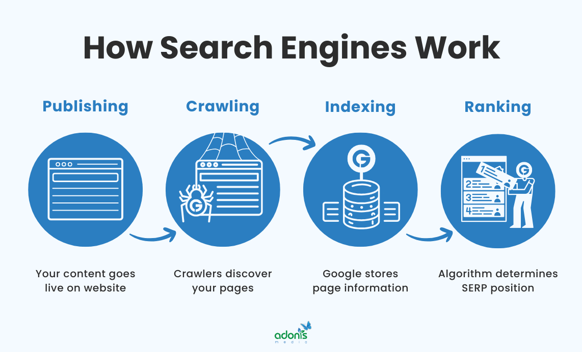 How search engine works, from publishing content to ranking